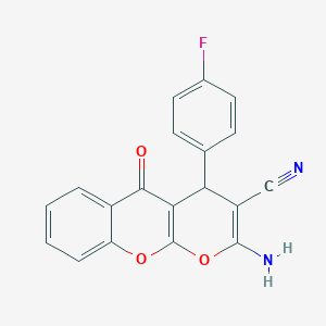molecular formula C19H11FN2O3 B443582 2-amino-4-(4-fluorophenyl)-5-oxo-4H,5H-pyrano[2,3-b]chromene-3-carbonitrile 