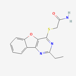molecular formula C14H13N3O2S B4435827 2-[(2-ethyl[1]benzofuro[3,2-d]pyrimidin-4-yl)thio]acetamide 