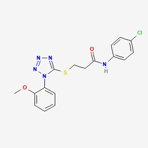 molecular formula C17H16ClN5O2S B4435866 N-(4-chlorophenyl)-3-{[1-(2-methoxyphenyl)-1H-tetrazol-5-yl]thio}propanamide 