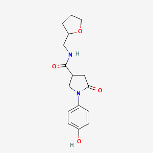 molecular formula C16H20N2O4 B4435869 1-(4-hydroxyphenyl)-5-oxo-N-(tetrahydro-2-furanylmethyl)-3-pyrrolidinecarboxamide 