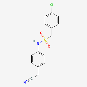 molecular formula C15H13ClN2O2S B4435898 1-(4-chlorophenyl)-N-[4-(cyanomethyl)phenyl]methanesulfonamide 