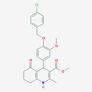 molecular formula C26H26ClNO5 B443590 Methyl 4-{4-[(4-chlorobenzyl)oxy]-3-methoxyphenyl}-2-methyl-5-oxo-1,4,5,6,7,8-hexahydro-3-quinolinecarboxylate 