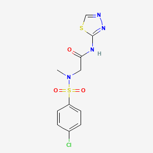 molecular formula C11H11ClN4O3S2 B4435986 N~2~-[(4-chlorophenyl)sulfonyl]-N~2~-methyl-N~1~-1,3,4-thiadiazol-2-ylglycinamide 