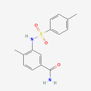 molecular formula C15H16N2O3S B4435992 4-methyl-3-{[(4-methylphenyl)sulfonyl]amino}benzamide 