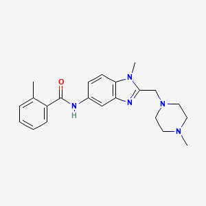 molecular formula C22H27N5O B4436025 2-methyl-N-{1-methyl-2-[(4-methyl-1-piperazinyl)methyl]-1H-benzimidazol-5-yl}benzamide 