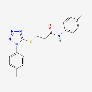 molecular formula C18H19N5OS B4436155 N-(4-methylphenyl)-3-{[1-(4-methylphenyl)-1H-tetrazol-5-yl]thio}propanamide 