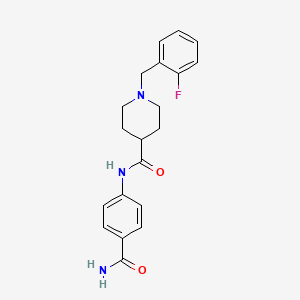 molecular formula C20H22FN3O2 B4436170 N-[4-(aminocarbonyl)phenyl]-1-(2-fluorobenzyl)-4-piperidinecarboxamide 