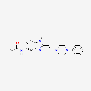 molecular formula C23H29N5O B4436210 N-{1-methyl-2-[2-(4-phenyl-1-piperazinyl)ethyl]-1H-benzimidazol-5-yl}propanamide 