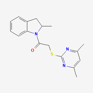 molecular formula C17H19N3OS B4436228 1-{[(4,6-dimethyl-2-pyrimidinyl)thio]acetyl}-2-methylindoline 