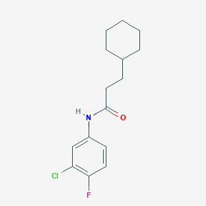 molecular formula C15H19ClFNO B443626 N-(3-chloro-4-fluorophenyl)-3-cyclohexylpropanamide 