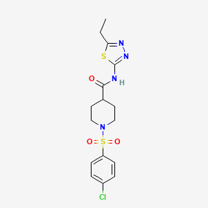 molecular formula C16H19ClN4O3S2 B4436267 1-[(4-chlorophenyl)sulfonyl]-N-(5-ethyl-1,3,4-thiadiazol-2-yl)-4-piperidinecarboxamide 