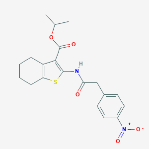 molecular formula C20H22N2O5S B443629 Isopropyl 2-[({4-nitrophenyl}acetyl)amino]-4,5,6,7-tetrahydro-1-benzothiophene-3-carboxylate 
