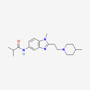 molecular formula C20H30N4O B4436297 2-methyl-N-{1-methyl-2-[2-(4-methyl-1-piperidinyl)ethyl]-1H-benzimidazol-5-yl}propanamide 