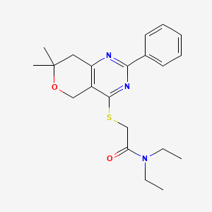 2-[(7,7-dimethyl-2-phenyl-7,8-dihydro-5H-pyrano[4,3-d]pyrimidin-4-yl)thio]-N,N-diethylacetamide