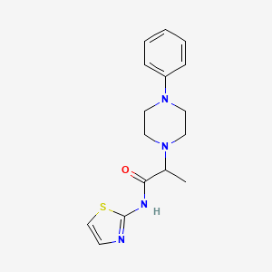 molecular formula C16H20N4OS B4436302 2-(4-phenyl-1-piperazinyl)-N-1,3-thiazol-2-ylpropanamide 