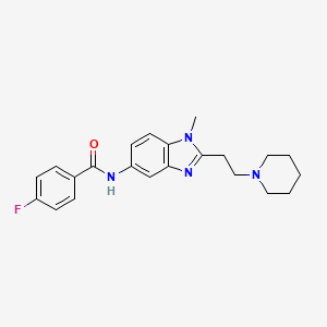 molecular formula C22H25FN4O B4436340 4-fluoro-N-{1-methyl-2-[2-(1-piperidinyl)ethyl]-1H-benzimidazol-5-yl}benzamide 