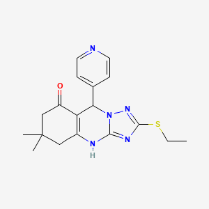 2-(ethylthio)-6,6-dimethyl-9-(4-pyridinyl)-5,6,7,9-tetrahydro[1,2,4]triazolo[5,1-b]quinazolin-8(4H)-one