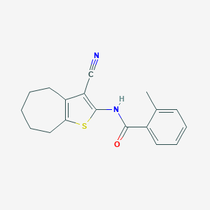 molecular formula C18H18N2OS B443640 N-(3-cyano-5,6,7,8-tetrahydro-4H-cyclohepta[b]thiophen-2-yl)-2-methylbenzamide 