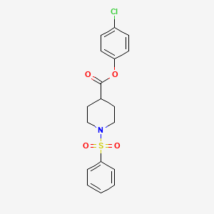 molecular formula C18H18ClNO4S B4436414 4-chlorophenyl 1-(phenylsulfonyl)-4-piperidinecarboxylate 