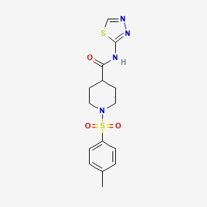 molecular formula C15H18N4O3S2 B4436434 1-[(4-methylphenyl)sulfonyl]-N-1,3,4-thiadiazol-2-yl-4-piperidinecarboxamide 