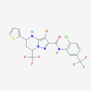 molecular formula C19H12BrClF6N4OS B443644 3-bromo-N-[2-chloro-5-(trifluoromethyl)phenyl]-5-(2-thienyl)-7-(trifluoromethyl)-4,5,6,7-tetrahydropyrazolo[1,5-a]pyrimidine-2-carboxamide 
