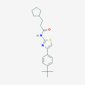 molecular formula C21H28N2OS B443646 N-[4-(4-tert-butylphenyl)-1,3-thiazol-2-yl]-3-cyclopentylpropanamide 