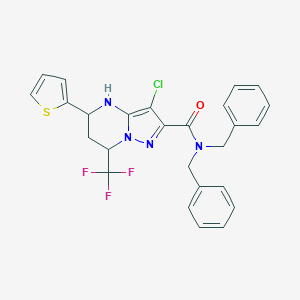 molecular formula C26H22ClF3N4OS B443647 N,N-dibenzyl-3-chloro-5-(2-thienyl)-7-(trifluoromethyl)-4,5,6,7-tetrahydropyrazolo[1,5-a]pyrimidine-2-carboxamide 