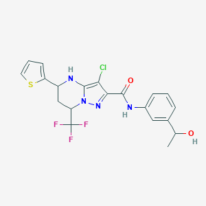 3-chloro-N-[3-(1-hydroxyethyl)phenyl]-5-(thiophen-2-yl)-7-(trifluoromethyl)-4,5,6,7-tetrahydropyrazolo[1,5-a]pyrimidine-2-carboxamide