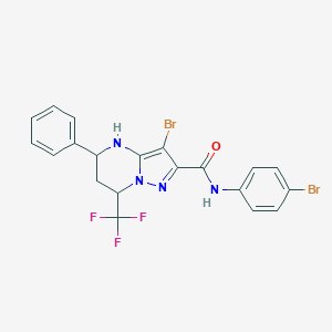 molecular formula C20H15Br2F3N4O B443653 3-bromo-N-(4-bromophenyl)-5-phenyl-7-(trifluoromethyl)-4,5,6,7-tetrahydropyrazolo[1,5-a]pyrimidine-2-carboxamide 