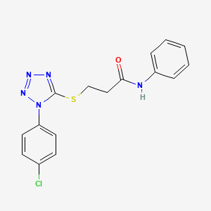 molecular formula C16H14ClN5OS B4436536 3-{[1-(4-chlorophenyl)-1H-tetrazol-5-yl]thio}-N-phenylpropanamide 