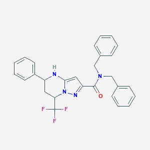 molecular formula C28H25F3N4O B443654 N,N-dibenzyl-5-phenyl-7-(trifluoromethyl)-4,5,6,7-tetrahydropyrazolo[1,5-a]pyrimidine-2-carboxamide 