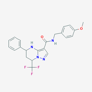 molecular formula C22H21F3N4O2 B443655 N-(4-methoxybenzyl)-5-phenyl-7-(trifluoromethyl)-4,5,6,7-tetrahydropyrazolo[1,5-a]pyrimidine-3-carboxamide 