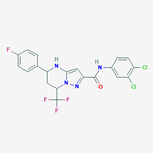 molecular formula C20H14Cl2F4N4O B443659 N-(3,4-dichlorophenyl)-5-(4-fluorophenyl)-7-(trifluoromethyl)-4,5,6,7-tetrahydropyrazolo[1,5-a]pyrimidine-2-carboxamide 