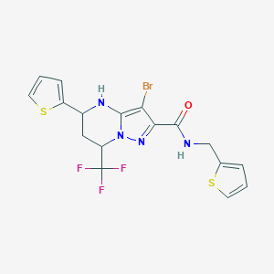 molecular formula C17H14BrF3N4OS2 B443660 3-bromo-5-(2-thienyl)-N-(2-thienylmethyl)-7-(trifluoromethyl)-4,5,6,7-tetrahydropyrazolo[1,5-a]pyrimidine-2-carboxamide 