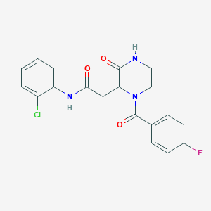 molecular formula C19H17ClFN3O3 B4436616 N-(2-chlorophenyl)-2-[1-(4-fluorobenzoyl)-3-oxo-2-piperazinyl]acetamide 