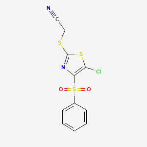 molecular formula C11H7ClN2O2S3 B4436634 {[5-chloro-4-(phenylsulfonyl)-1,3-thiazol-2-yl]thio}acetonitrile 