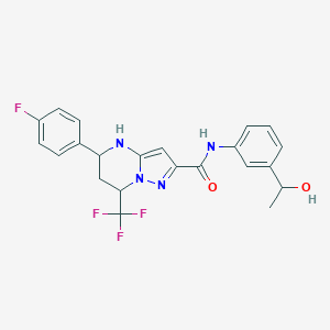 molecular formula C22H20F4N4O2 B443664 5-(4-fluorophenyl)-N-[3-(1-hydroxyethyl)phenyl]-7-(trifluoromethyl)-4,5,6,7-tetrahydropyrazolo[1,5-a]pyrimidine-2-carboxamide 