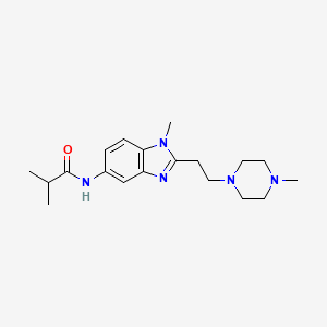 molecular formula C19H29N5O B4436675 2-methyl-N-{1-methyl-2-[2-(4-methyl-1-piperazinyl)ethyl]-1H-benzimidazol-5-yl}propanamide 