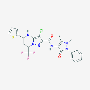 3-chloro-N-(1,5-dimethyl-3-oxo-2-phenyl-2,3-dihydro-1H-pyrazol-4-yl)-5-(2-thienyl)-7-(trifluoromethyl)-4,5,6,7-tetrahydropyrazolo[1,5-a]pyrimidine-2-carboxamide