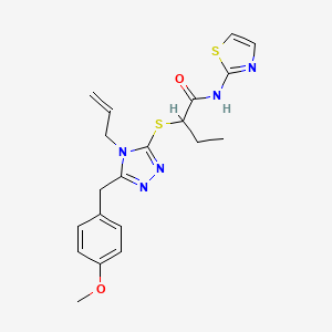 molecular formula C20H23N5O2S2 B4436681 2-{[4-allyl-5-(4-methoxybenzyl)-4H-1,2,4-triazol-3-yl]thio}-N-1,3-thiazol-2-ylbutanamide 