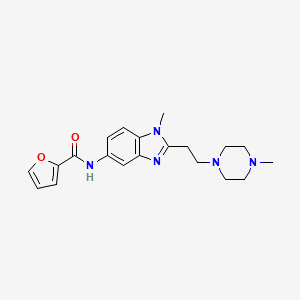 molecular formula C20H25N5O2 B4436708 N-{1-methyl-2-[2-(4-methyl-1-piperazinyl)ethyl]-1H-benzimidazol-5-yl}-2-furamide 