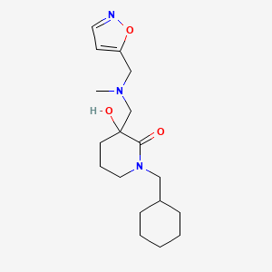 molecular formula C18H29N3O3 B4436738 1-(cyclohexylmethyl)-3-hydroxy-3-{[(5-isoxazolylmethyl)(methyl)amino]methyl}-2-piperidinone 