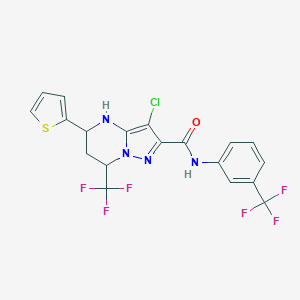 molecular formula C19H13ClF6N4OS B443674 3-chloro-5-(2-thienyl)-7-(trifluoromethyl)-N-[3-(trifluoromethyl)phenyl]-4,5,6,7-tetrahydropyrazolo[1,5-a]pyrimidine-2-carboxamide 