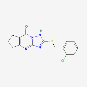 molecular formula C15H13ClN4OS B4436768 2-[(2-chlorobenzyl)thio]-4,5,6,7-tetrahydro-8H-cyclopenta[d][1,2,4]triazolo[1,5-a]pyrimidin-8-one 