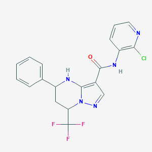 molecular formula C19H15ClF3N5O B443677 N-(2-chloro-3-pyridinyl)-5-phenyl-7-(trifluoromethyl)-4,5,6,7-tetrahydropyrazolo[1,5-a]pyrimidine-3-carboxamide 