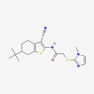 molecular formula C19H24N4OS2 B4436780 N-(6-tert-butyl-3-cyano-4,5,6,7-tetrahydro-1-benzothien-2-yl)-2-[(1-methyl-1H-imidazol-2-yl)thio]acetamide 
