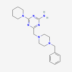4-[(4-benzyl-1-piperazinyl)methyl]-6-(1-piperidinyl)-1,3,5-triazin-2-amine