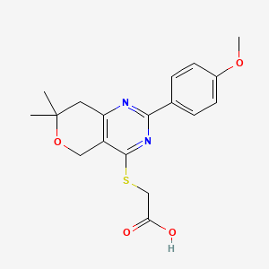 molecular formula C18H20N2O4S B4436875 {[2-(4-methoxyphenyl)-7,7-dimethyl-7,8-dihydro-5H-pyrano[4,3-d]pyrimidin-4-yl]thio}acetic acid 