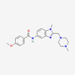 molecular formula C22H27N5O2 B4436878 4-methoxy-N-{1-methyl-2-[(4-methyl-1-piperazinyl)methyl]-1H-benzimidazol-5-yl}benzamide 