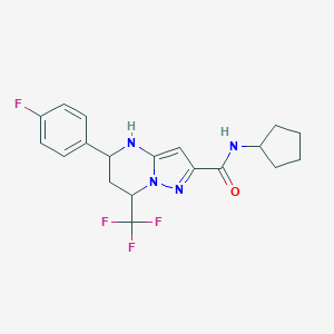 molecular formula C19H20F4N4O B443690 N-cyclopentyl-5-(4-fluorophenyl)-7-(trifluoromethyl)-4,5,6,7-tetrahydropyrazolo[1,5-a]pyrimidine-2-carboxamide 